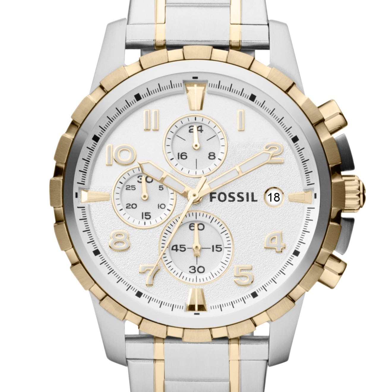 Fossil Men's Dean Stainless Steel Quartz Dress Chronograph Watch silver