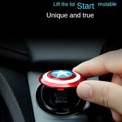 ELECDON Car Engine Start Stop Button Cover, Captain America and Iron Man Decorative Ring Push Start Button Cover Ignition Protective Cover Universal Button Anti Scratch Decorative Stickers 2packs