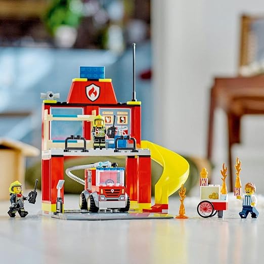 LEGO 60375 City Fire Station and Fire Engine Learning Toys for Kids 4 Plus Years Old Boys & Girls, with Firefighter Minifigures Emergency Vehicle Playset