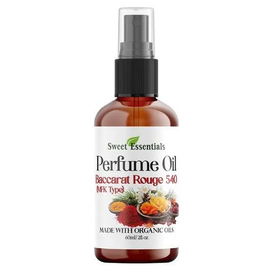 Sweet Essentials BACCARAT ROUGE 540  (MFK Type), Fragrance Perfume Oil, Made with Organic Oils, 2oz, Spray on Perfume Hair & Body Oil Alcohol, Silicone & Preservative Free