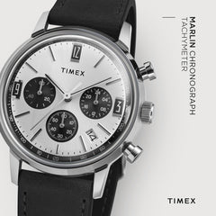 Timex Men's Marlin 40mm Watch - Black Strap Black Dial Stainless Steel Case - Black/Silver-Tone/Stainless Steel
