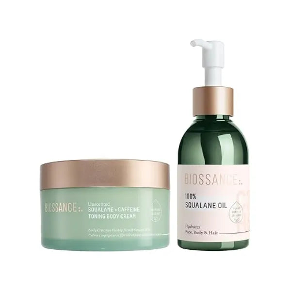 BIOSSANCE Caffeine Toning Body Cream + 100% Squalane Oil Bundle