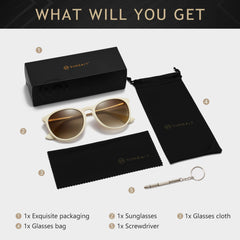 SUNGAIT Vintage Round Sunglasses for Women Men Classic Retro Designer Style