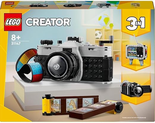 LEGO Creator 3in1 Retro Camera Toy to Video Camera to TV Set, Kids' Desk Decoration or Bedroom Accessories, Photography Gifts for Girls and Boys Aged 8 Plus Years Old Who Enjoy Creative Play 31147