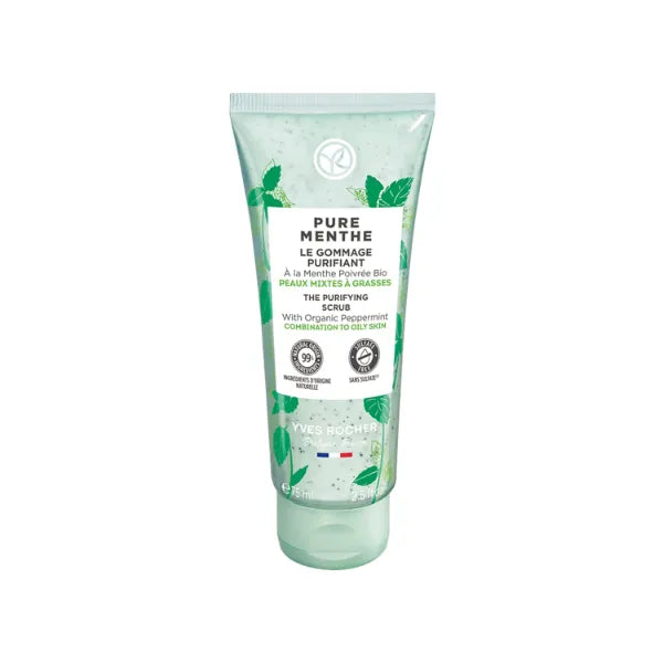 Yves Rocher Purifying Scrub for Combination to Oily Skin, Pure Menthe - 2.5 Oz