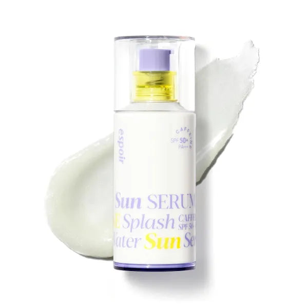Espoir Water Splash Sun Serum SPF50+ PA+++│3,000ppm Caffeine for Reducing Puffiness & Enhancing Skin Elasticity, Non-Oily Hydrating Sunscreen for Daily use, Vegan, Festival Essentials, 1.69 Fl Oz