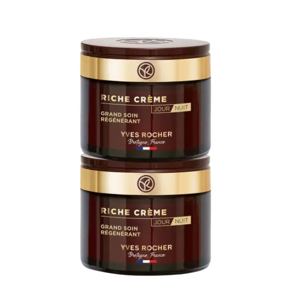 Yves Rocher Riche Creme Face Aging Mature Skin Day & Night Cream Set of 2, 75 ml /2.5 fl.oz