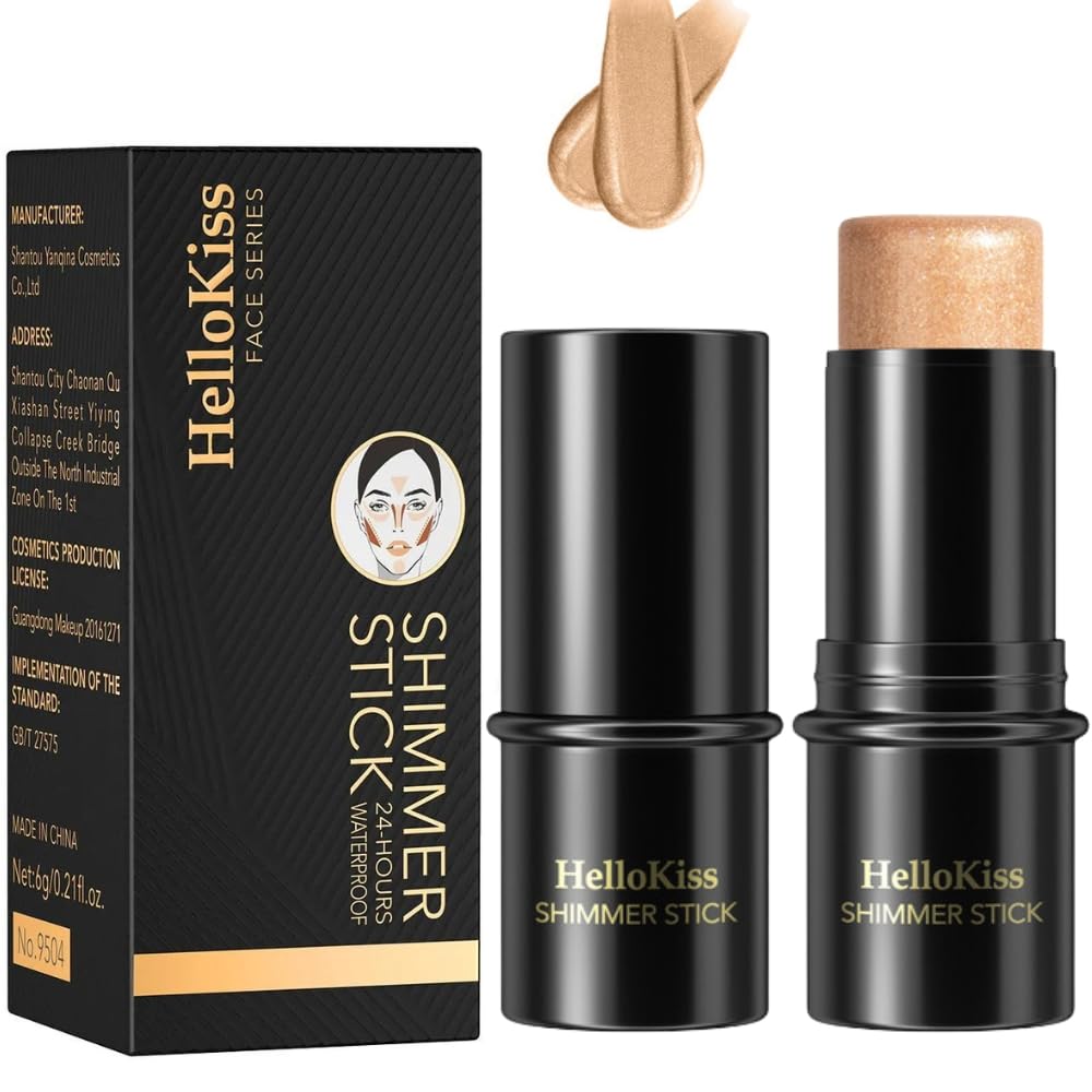 NIKITA.VIVI - Shimmer Stick Makeup Highlighter | Shimmer Cream Powder, Lasting Glow Finish Foundation Stick | Highlighter & Bronzer Pen, Face Brightens & Shades Pencil | Face Series | 6g (#04)