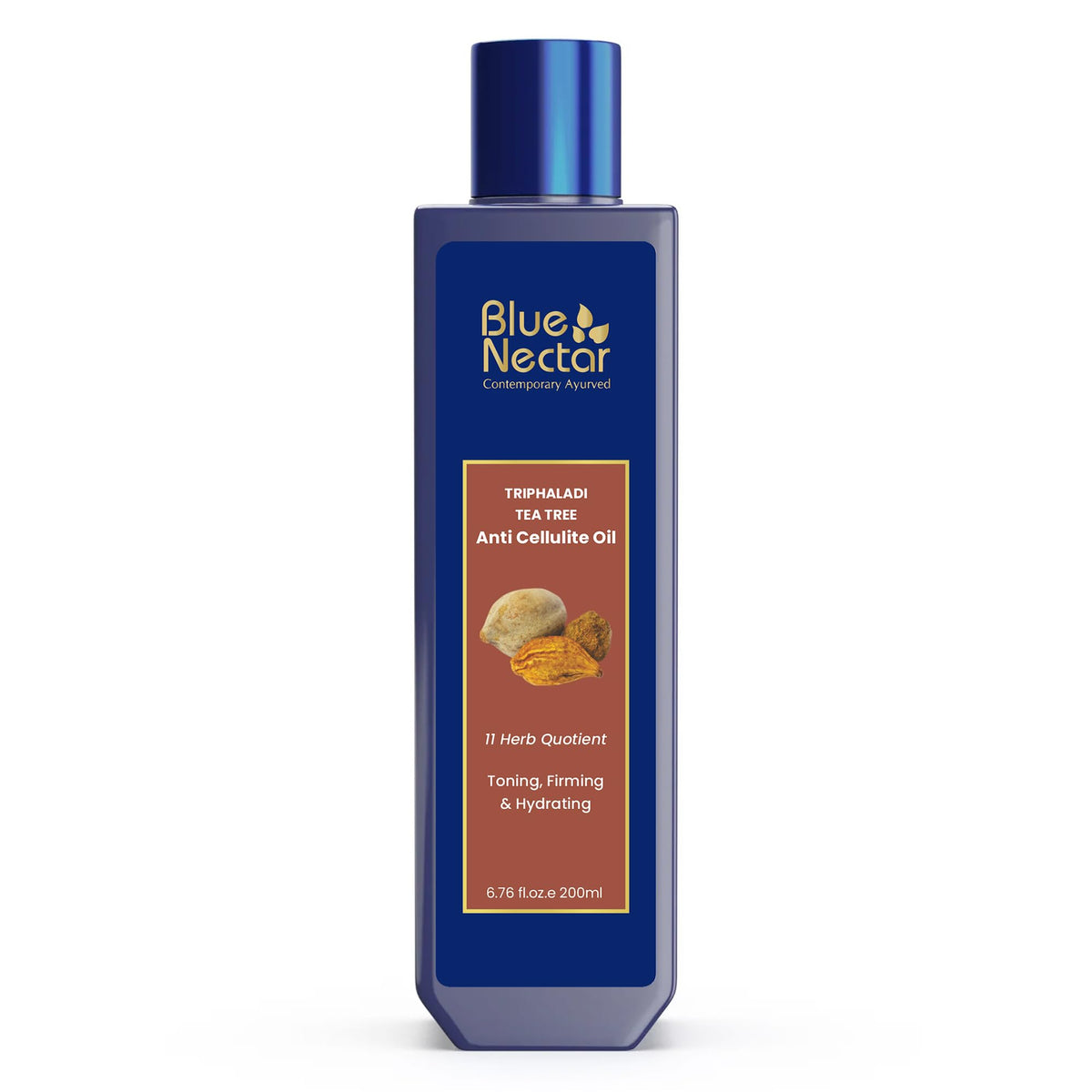 Blue Nectar Anti Cellulite Body Massage Oil with Triphala & Tea Tree Essential Oil | Body Oil for Women & Men for Skin Hydration (200ml)