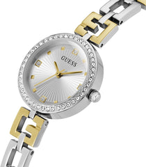 GUESS Women's 26mm Watch - Two-Tone G-Link Silver Dial Silver Case