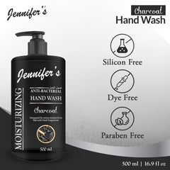 Jennifer's Charcoal Anti-Bacterial Hand Wash 500 ML (Pack of 3) - Extra Moisturizing, Cleanses & Protects,Kills 99.9% Germs, Hydrating Formula, Refreshing Scent 1.5 Liters