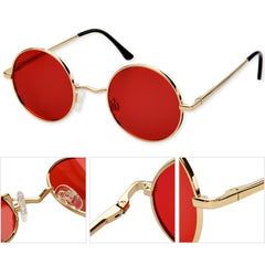 KANASTAL Hippie Round Polarized Sunglasses for Women Men, Small Circle Sun Glasses Classic Vintage Retro Shades Metal Frame UV400 Protection