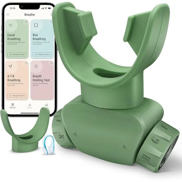 TOPESTKING Breathing Trainer with Excellent Quality Silicone, Breathing Exercise Trainers Adjustable and Portable Easy to Clean for Daily,Fitness & Sport Green