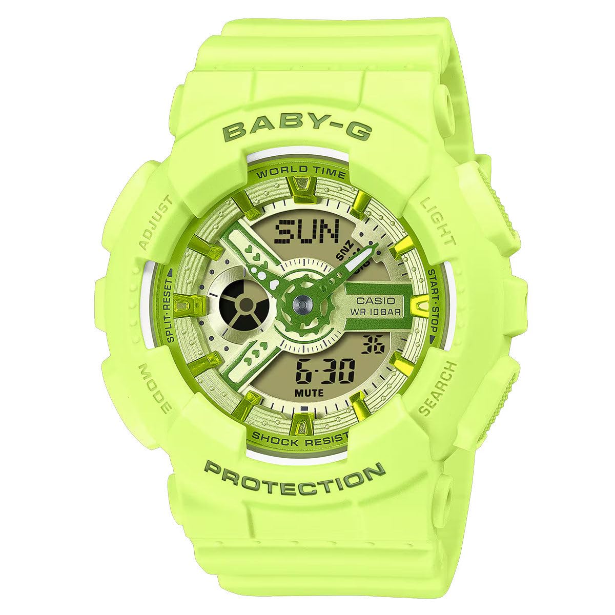 G-Shock Casio Baby-G Fresh Colours Neon Green Resin Analog-Digital Watch BA-110YK-3A
