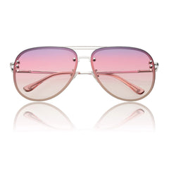 VIVIENFANG Premium Rimless Oversized Aviator Sunglasses for Women, Polarized PC Lens UV Protection Womens Shade VF2203