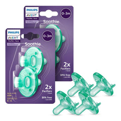 AVENT Philips Soothie Pacifier, 0-3 Months, Green, 4 Pack, SCF190/41