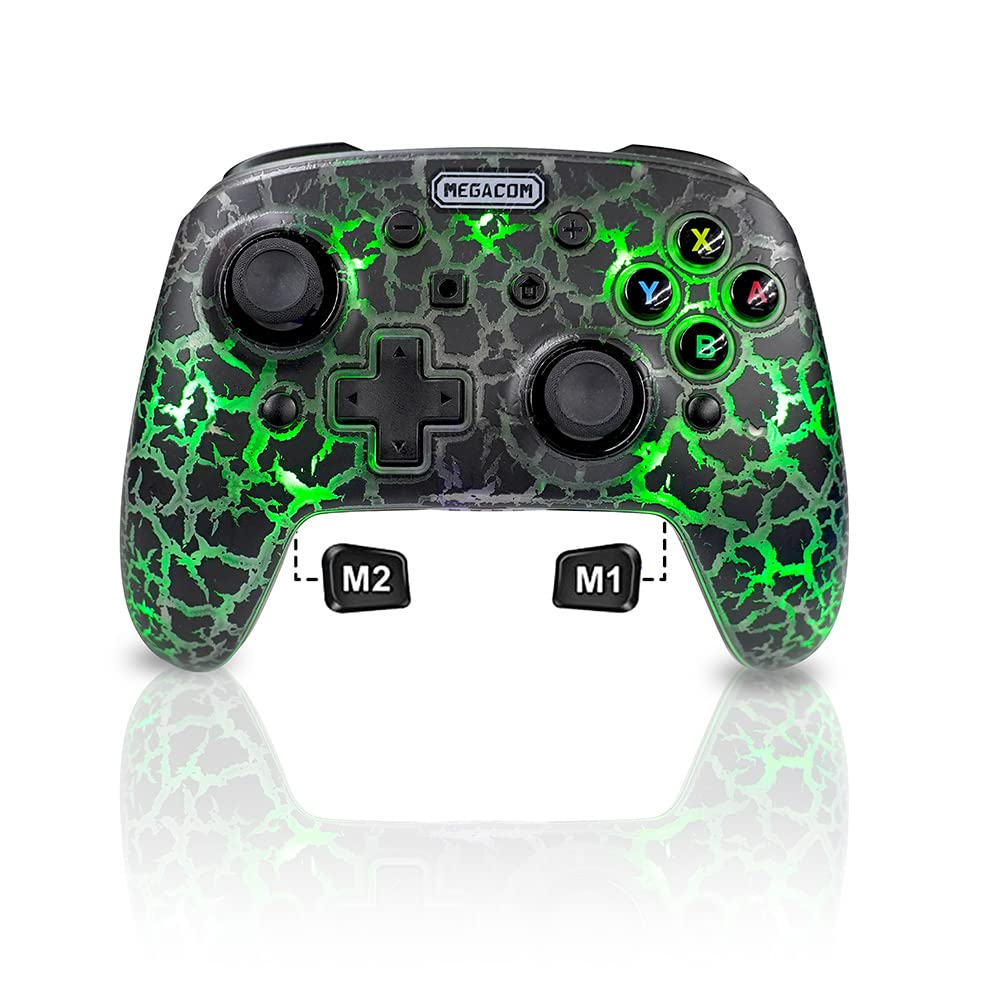 Megacom Goburst Wireless Controller – Pro Compatible With Nintendo Switch, Steam Deck, Pc Wired Rechargeable Gaming Game Vibration, Rgb Led