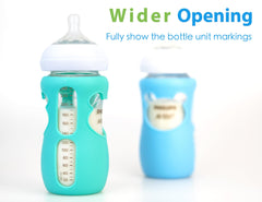 Aelop 100% Silicone Baby Bottle Sleeves for Philips Avent Natural Glass Baby Bottles, Premium Food Grade Silicone Bottle Cover, Cute Bear Design, 8oz, Pack of 2 (Blue and Turquoise)
