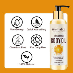 Revitalizing Body Oil for Men, Citrus Fresh. Daily Use After Bath Oil, Hydrating Formula for Dry Skin. Non-Greasy, 100% Natural- 200ml