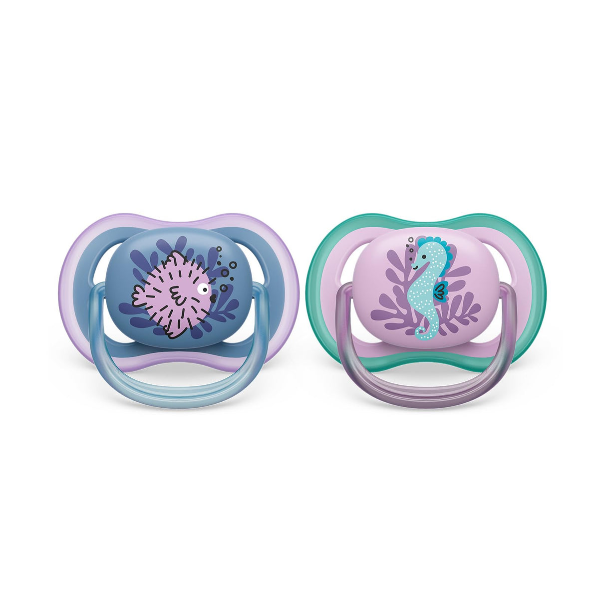AVENT Philips Ultra Air Soother 2 Pack Lightweight Breathable Baby Pacifiers 6-18 Months BPA-Free with Sterilizer Carrying Case (Model SCF085/61)