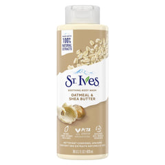 St. Ives Soothing Body Wash with Oatmeal & Shea Butter | 100% Natural Exfoliants | Organic Shower Gel for Soft, Clear Skin | Paraben Free & Cruelty Free | Dermatologist Tested | 473ml