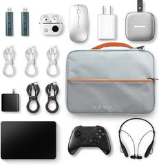 TERRIFI Electronic Cable Organizer Bag, Multiple Compartments for Travel Essentials, Organize Cables, Chargers, Phones, Earphones, Power Banks, Earbuds, and Hard Drives, Grey