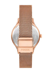 Fossil Laney Three-Hand Stainless Steel Mesh Wrist Watch for Women, Red/Rose Gold