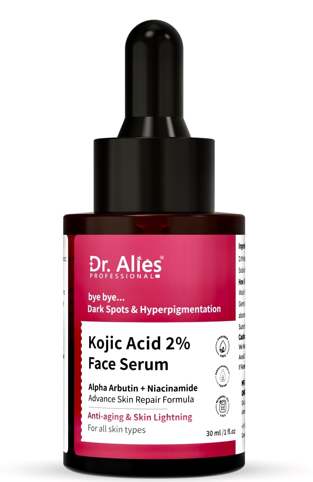 Dr. Alies - Professional 2% Kojic Acid Face Serum with 1% Alpha Arbutin & 5% Niacinamide | Anti-Aging, Skin Lightning, Pigmentation and Dark Spot | Advance Skin Repair for Men & Women | 30 ml