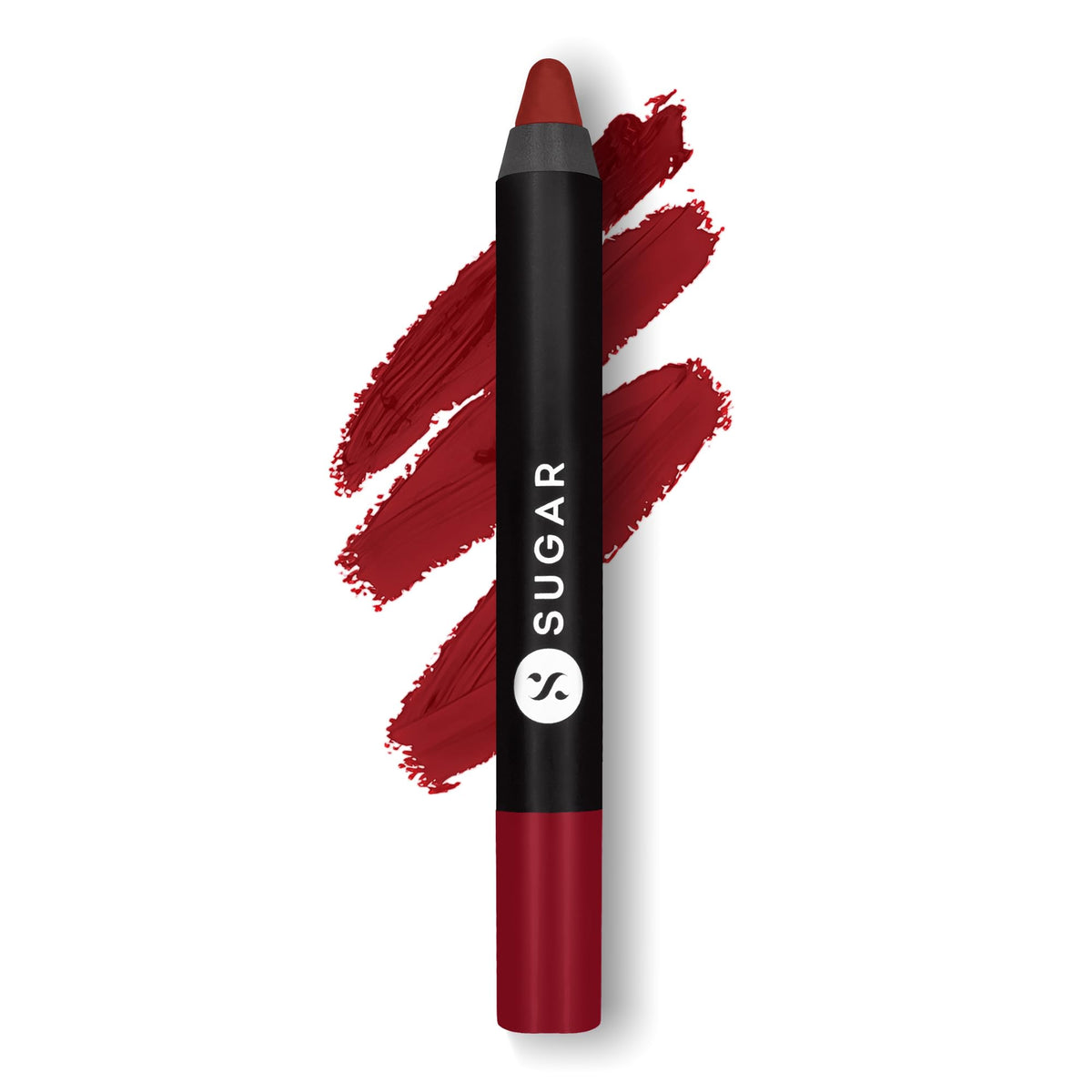 Sugar Cosmetics Matte as Hell Crayon Lipstick 10 Cherry Darling (Cherry Red) with Free Sharpener, 0.1 oz