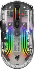 QSNOW Bluetooth Wireless Mouse, Transparent RGB Mechanical Dual Mode Gaming Mouse, A Must-Have Cool USB Computer Mouse for Gaming and Esports