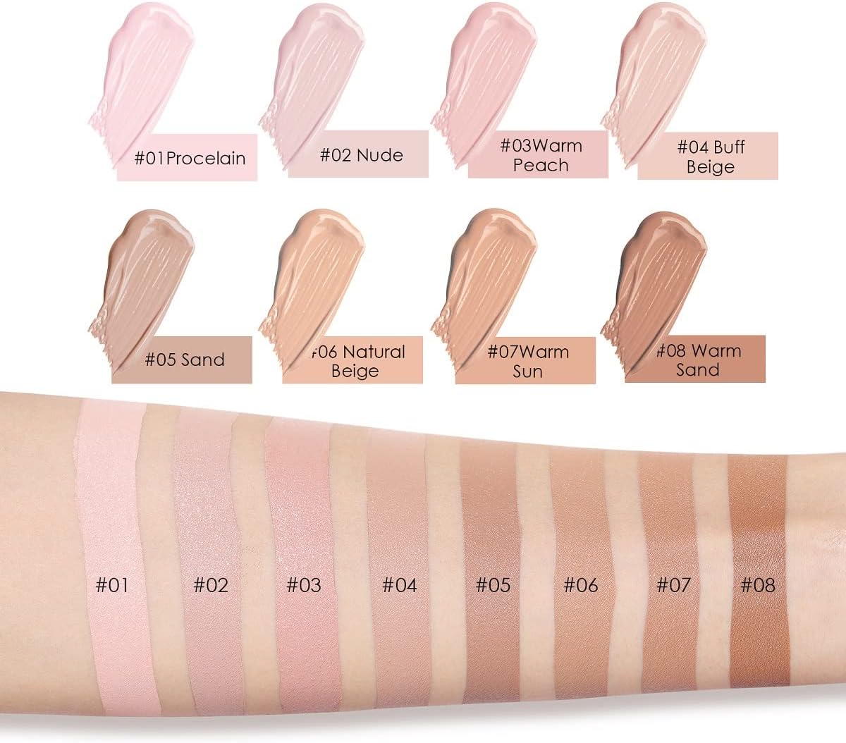 Liquid Foundation Soft Matte Concealer Primer Base Liquid Foundation Professional Face Make up Foundation Bagged(#4 Buff Beige)