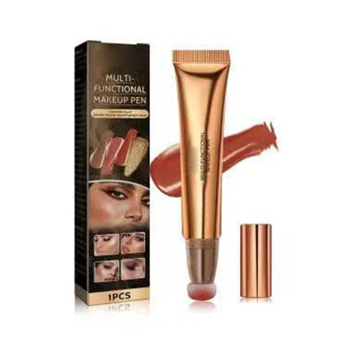 Cream Bronzer Contour Beauty Wand,Highlighter and Bronzer Stick with Cushion Applicator Attached Easy to Blend,Long Lasting & Smooth Natural Matte Finish (Cherry Red)