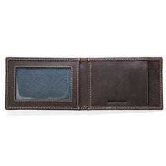Timberland Men's Brown Genuine Leather Slim Minimalist Front Pocket Money Clip Wallet with ID Window - Dark Brown
