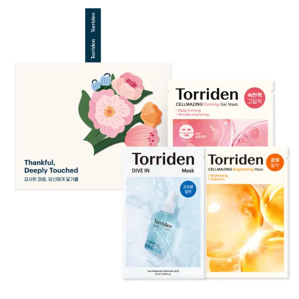 Torriden Special Mask Variety Set (15 Sheets) | Hyaluronic Acid + Vitamin C + Collagen Sheet Masks | Korean Face Mask Set