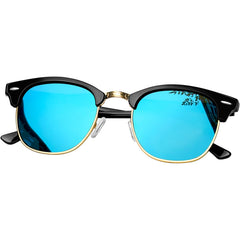 KANASTAL Polarized Horn Rimmed Sunglasses for Men and Women, Classic Half Frame Sun Glasses, Semi Rimless Shades for Womens 100% UV400 Protection Driving - Bright blue