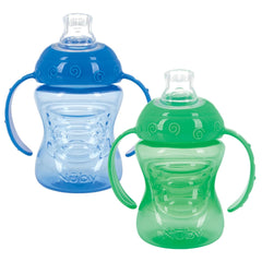 Nuby 2-Pack No-Spill Super Spout Grip N' Sip Cup, Red and Blue