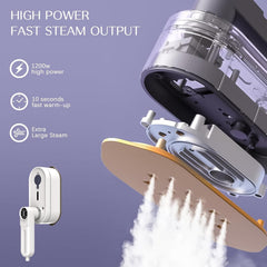 VorsiPro Steam Iron for Clothes Smart Display, Handheld Steamer Iron Support Dry and Wet Ironing,180° Rotatable Handheld Size Portable Fabric Clothing Steamers for Travel and Home (A)