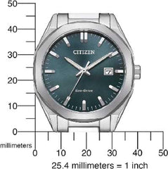 CITIZEN BM7620-83X Men's Analogue Quartz Watch with Stainless Steel Strap, Green, Bracelet