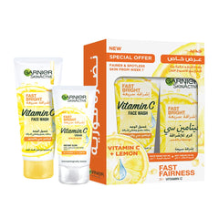 Garnier SkinActive Fast Bright Skincare Routine - Face Wash 100ml and Day Cream 50ml