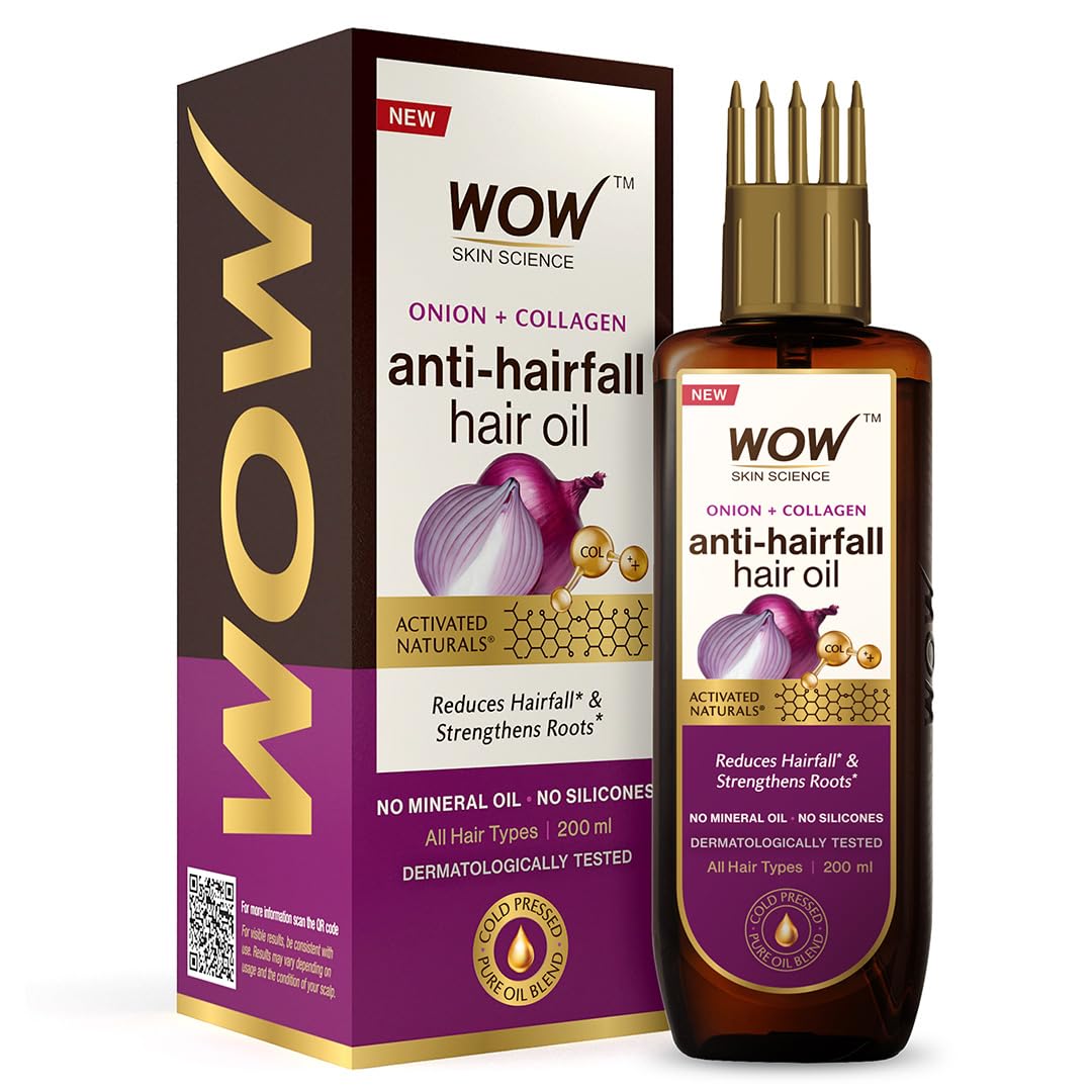 WOW Skin Science Onion Hair Oil for Hair Growth and Hair Fall Control With Black Seed Oil Extracts with COMB APPLICATOR - 200 ml