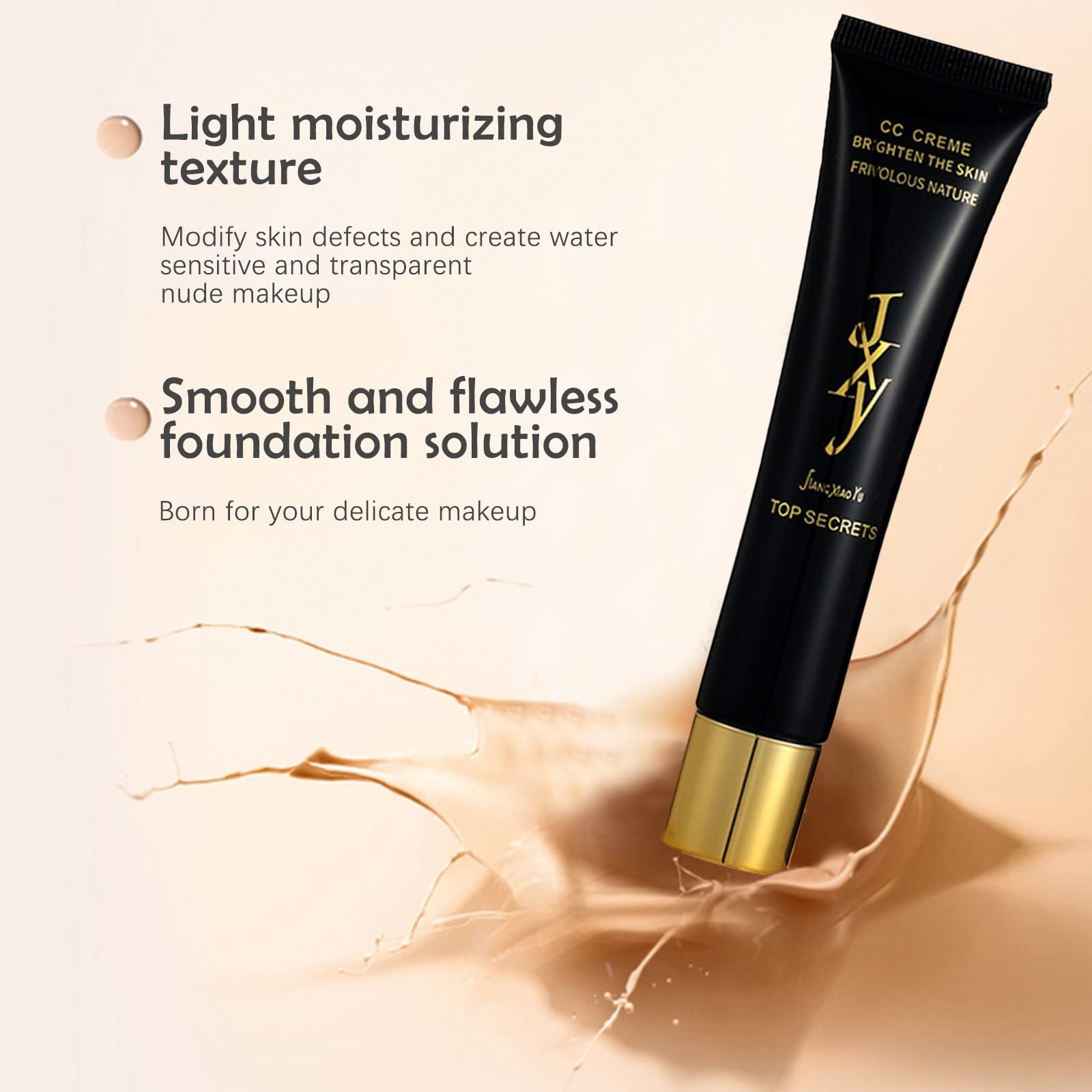 40ml Attire Small Concealer Moisturizing Base Pre-Makeup Natural Liquid Foundation Black Moisturizing Full Coverage Foundation (A, One Size)