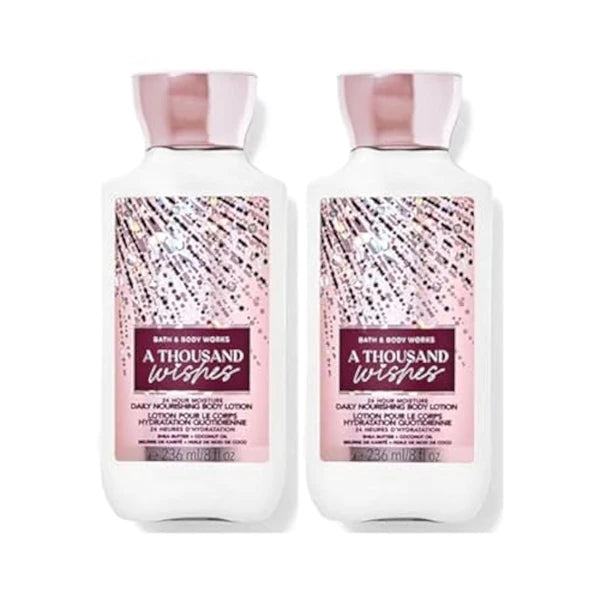 Bath & Body Works A Thousand Wishes Super Smooth Body Lotion Sets Gift For Women 8 Oz -2 Pack (A Thousand Wishes)
