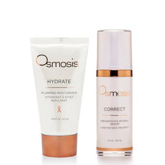 OSMOSIS Facial Moisturizer and Serum Kit, HYDRATE Plumping Facial Moisturizer with Shea Butter (1.69oz) and CORRECT Preventative Retinal Facial Serum Collagen Booster (1oz)