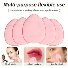 Pack Of 5 Mini Finger Powder Puff Applicator Makeup Sponge Set, Reusable Soft Plush Cosmetic Foundation Tools Face Make Up Wet Dry Use for Concealer, Suitable Beauty Blender (Pink)