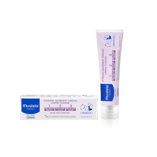 Mustela Baby Diaper Rash Vitamin Barrier Cream 123 - Skin Protectant with Zinc Oxide - Fragrance Free & Paraben Free - with 98% Natural Ingredients - 50ml