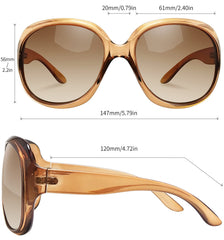 Joopin Polarized Sunglasses for Women, Ladies Big Frame Polarized Eyewear UV400 Protection Driving Fishing - Brown/Gradient Brown