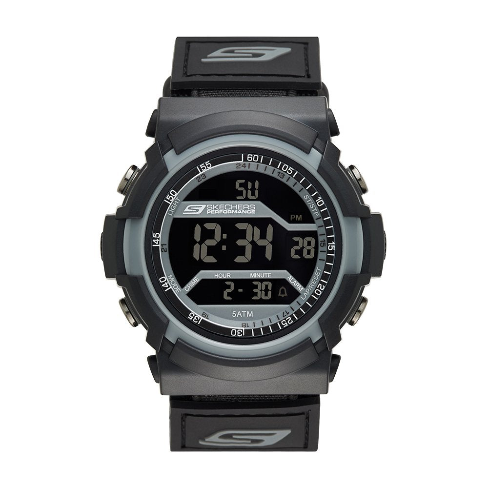 Skechers Casual Digital Watch for Men - Flournoy Black/Grey