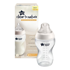 Tommee Tippee Closer to Nature Baby Bottle, Medium-Flow Breast-Like Teat with Anti-Colic Valve, 340ml, Pack of 1, Clear