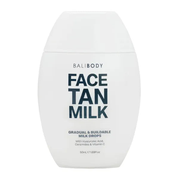 Bali Body Face Tan Milk - Gradual Self Tanning Serum for Face with Hyaluronic Acid & Vitamin C - Lightweight Hydrating Facial Tanner, Non-Comedogenic & Vegan, Cruelty-Free, 50ml/ 1.7 fl oz
