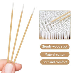 MOCUI Pointed Tip Cotton Swabs, 100 Count Precision Cotton Buds for Makeup, Organic Pointed Microblading Cotton Tips Cosmetic Applicator Sticks for Nails, Tattoo, Daily Cleaning